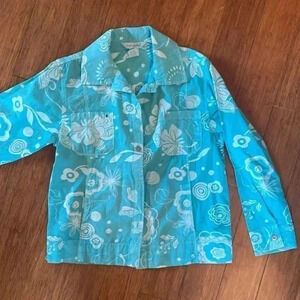 Fresh produce women xs teal button up 100% cotton like new